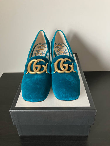 Gucci Blue pavone style size 38